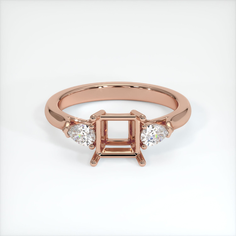 14K Rose Gold Three Stone Ring Setting