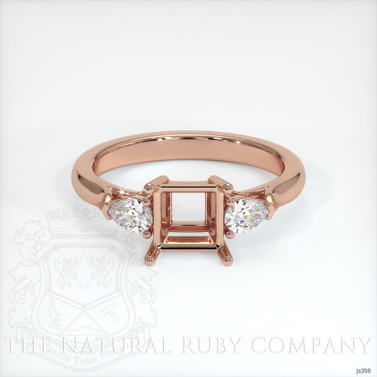 14K Rose Gold Three Stone Ring Setting