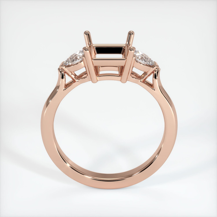 14K Rose Gold Three Stone Ring Setting
