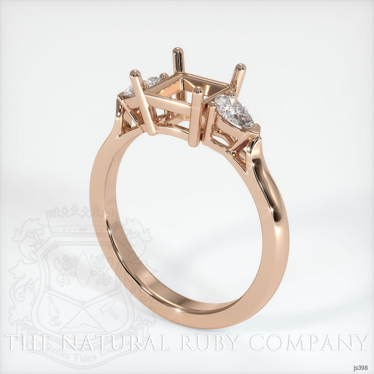 18K Rose Gold Three Stone Ring Setting