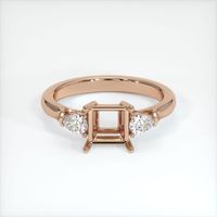18K Rose Gold Three Stone Ring Setting Image