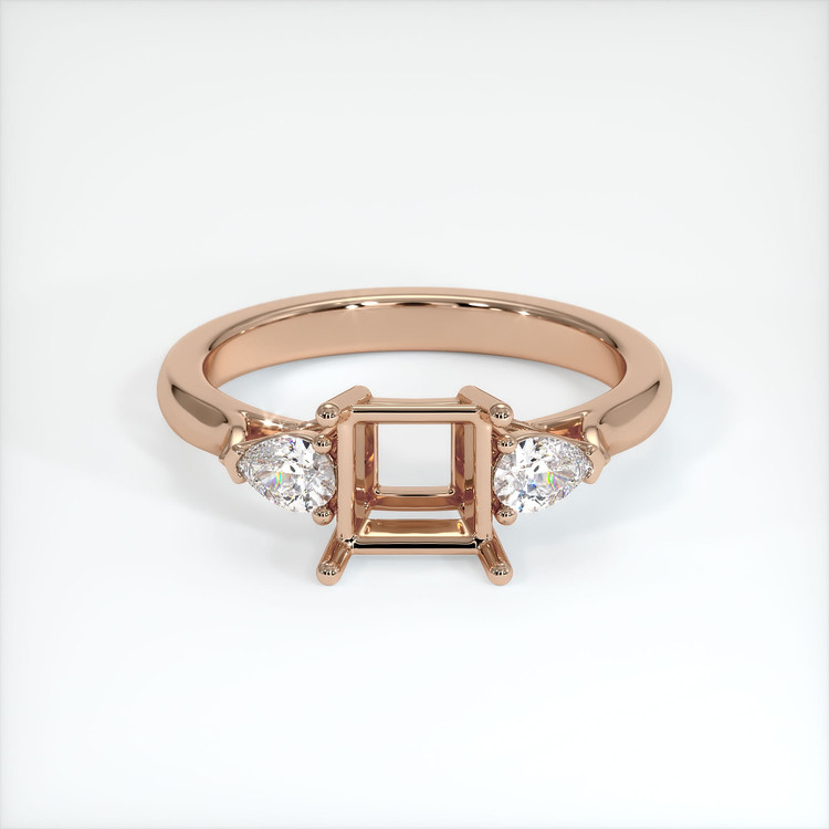 18K Rose Gold Three Stone Ring Setting
