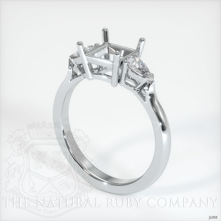 14K White Gold Three Stone Ring Setting