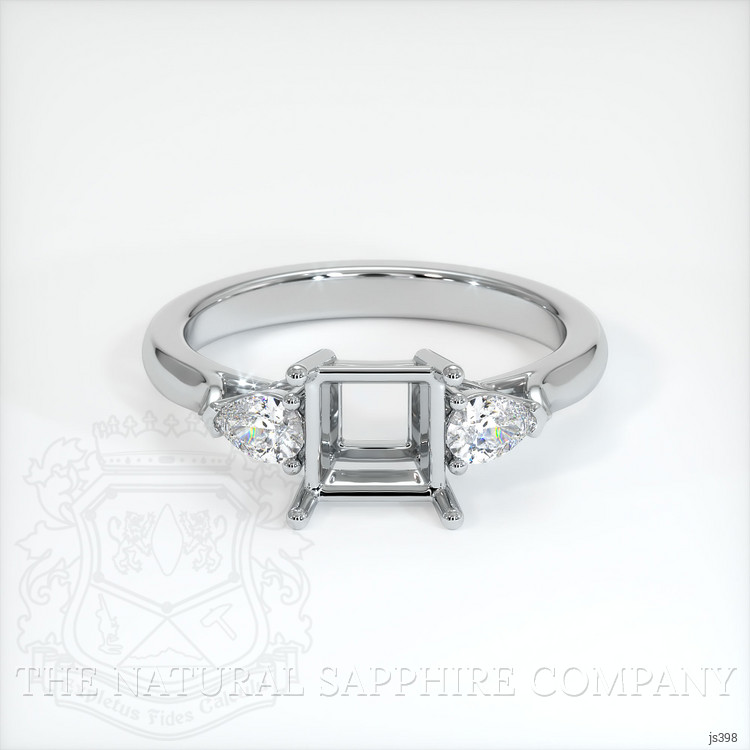 14K White Gold Three Stone Ring Setting