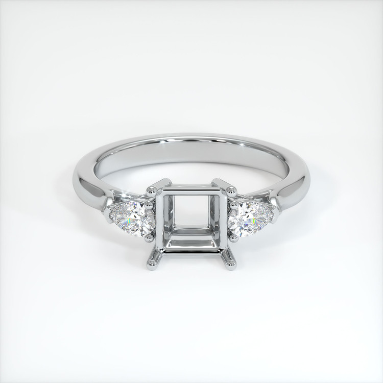18K White Gold Three Stone Ring Setting