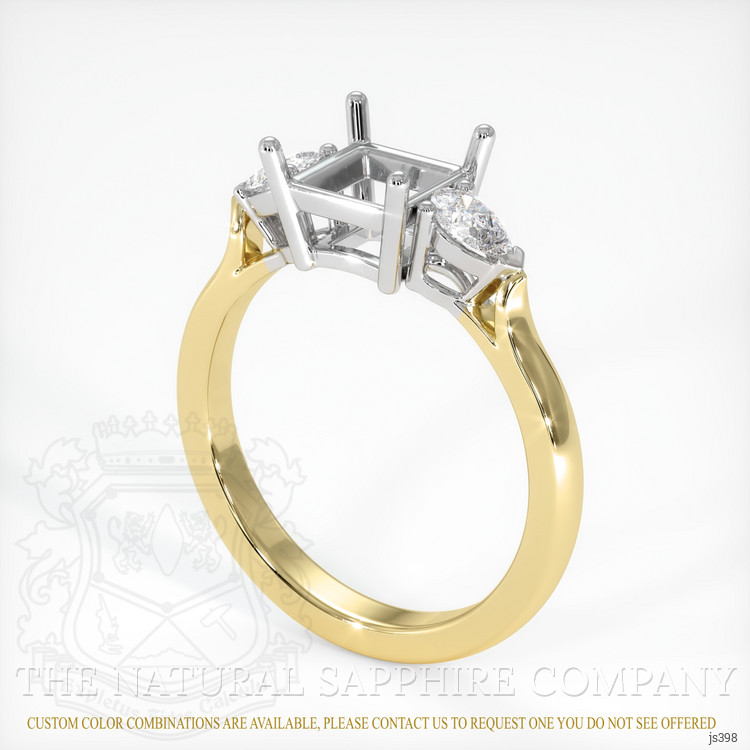 14K White & Yellow Three Stone Ring Setting