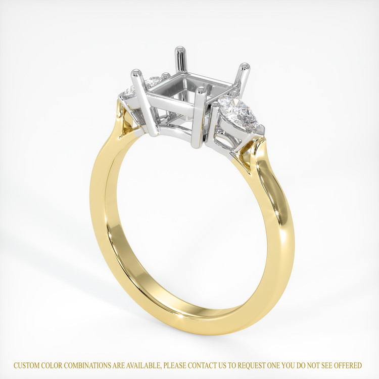 14K White & Yellow Three Stone Ring Setting
