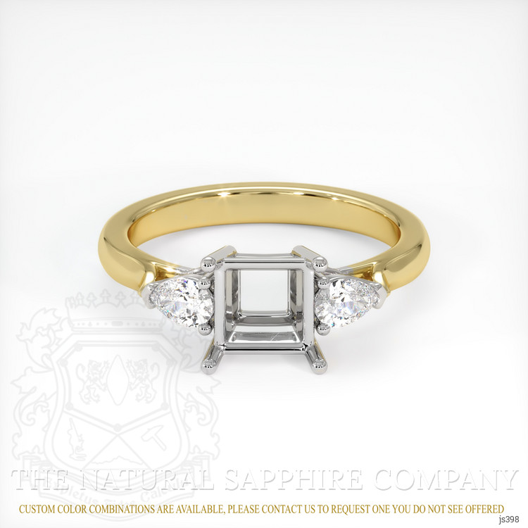 14K White & Yellow Three Stone Ring Setting