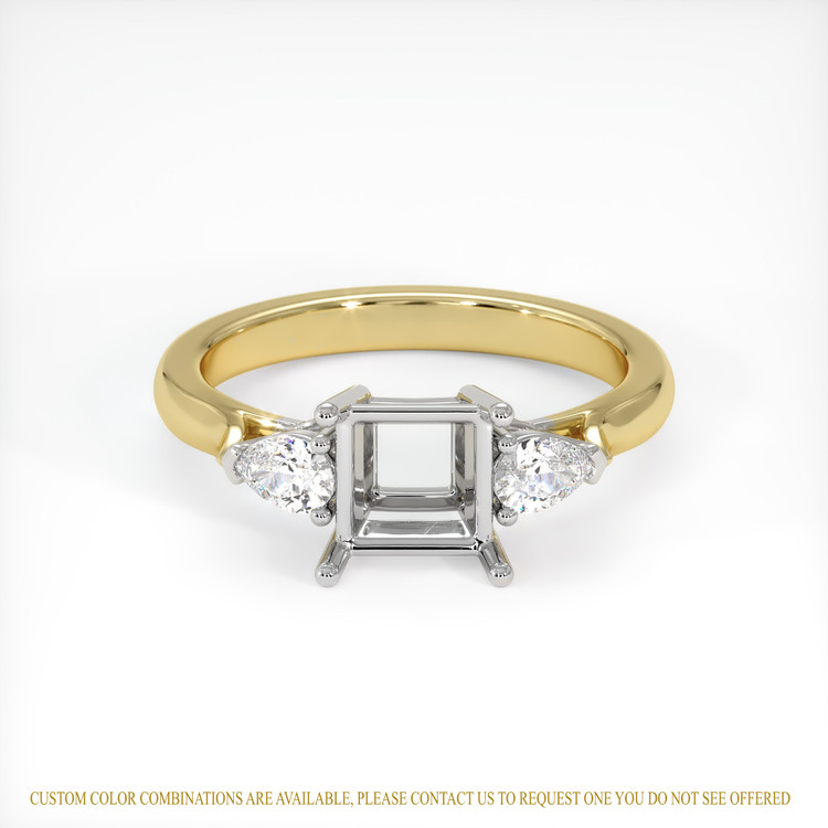 14K White & Yellow Three Stone Ring Setting