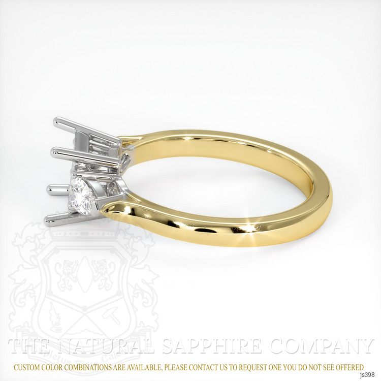 14K White & Yellow Three Stone Ring Setting