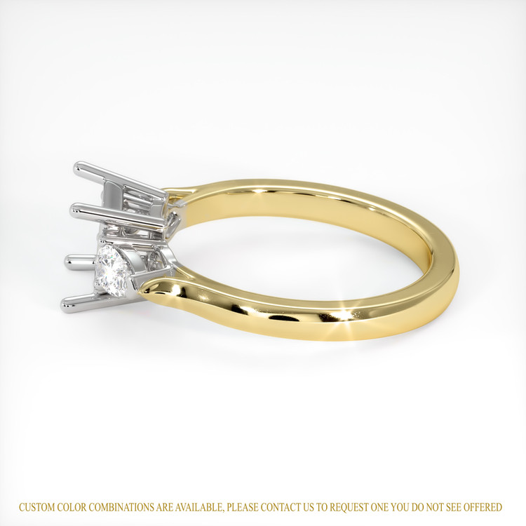 14K White & Yellow Three Stone Ring Setting