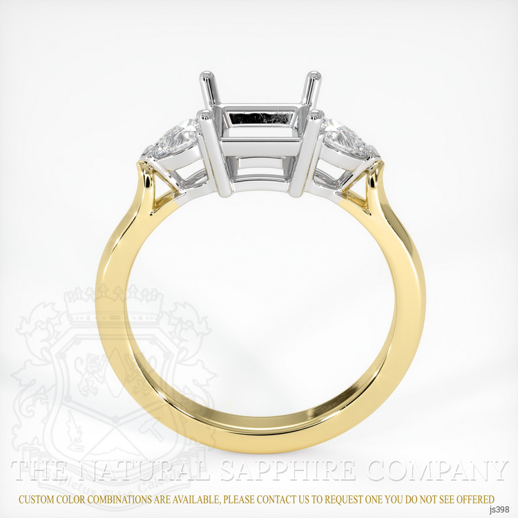 14K White & Yellow Three Stone Ring Setting