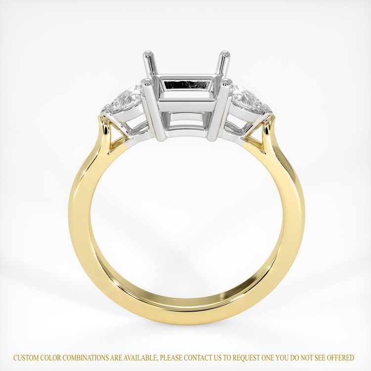 14K White & Yellow Three Stone Ring Setting