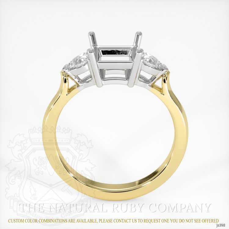 14K White & Yellow Three Stone Ring Setting