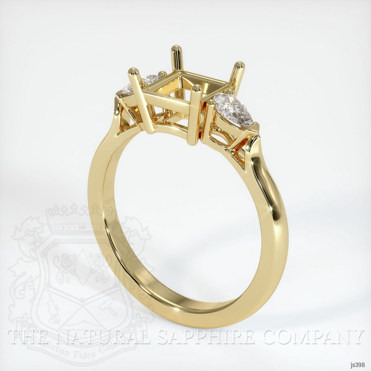 14K Yellow Gold Three Stone Ring Setting