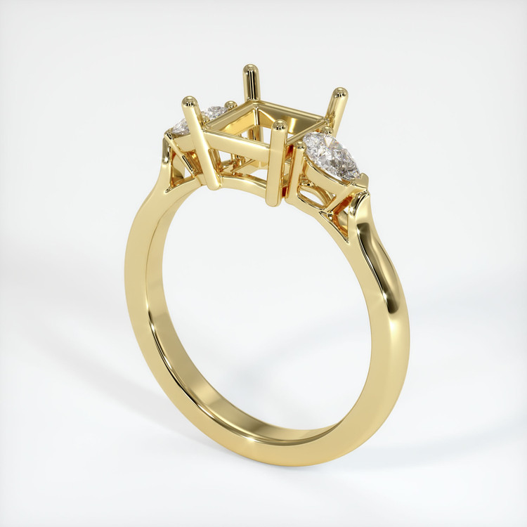 18K Yellow Gold Three Stone Ring Setting