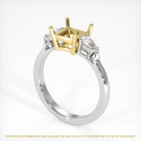 14K Yellow & White Three Stone Ring Setting Image