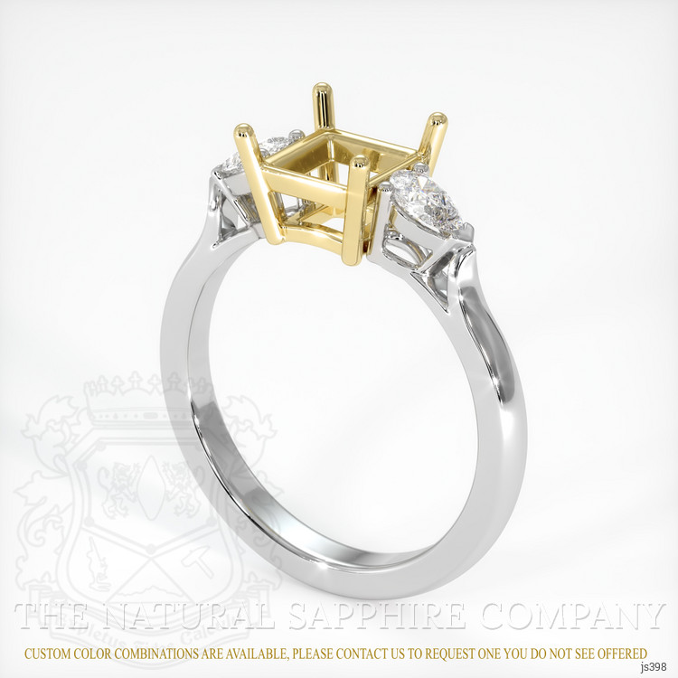 14K Yellow & White Three Stone Ring Setting