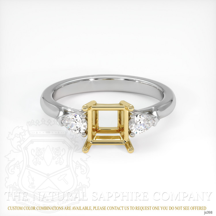 14K Yellow & White Three Stone Ring Setting