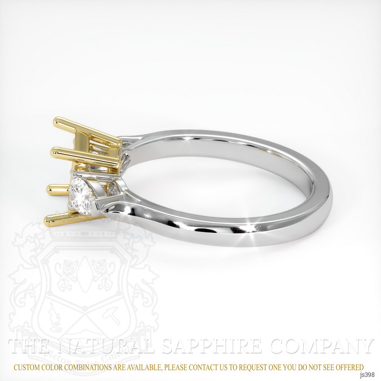 14K Yellow & White Three Stone Ring Setting