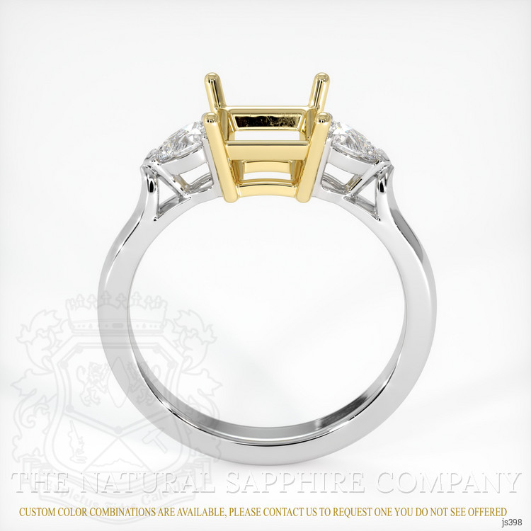 14K Yellow & White Three Stone Ring Setting
