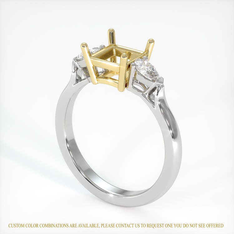 18K Yellow & White Three Stone Ring Setting