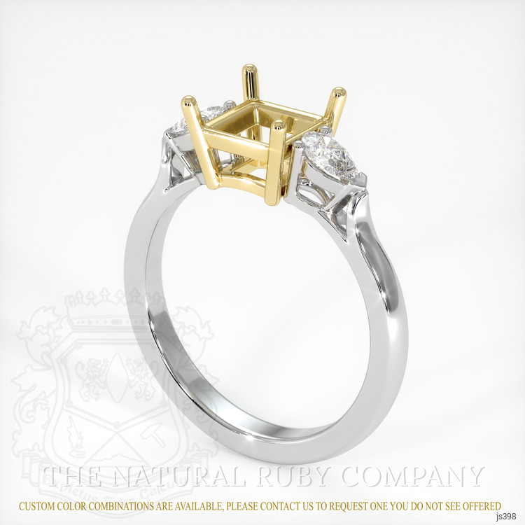 18K Yellow & White Three Stone Ring Setting