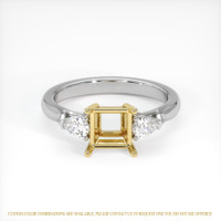 18K Yellow & White Three Stone Ring Setting Image