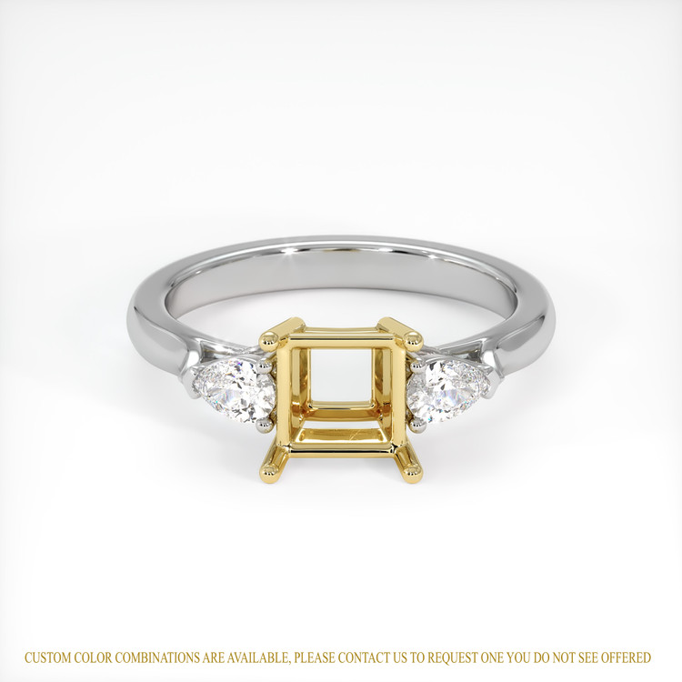 18K Yellow & White Three Stone Ring Setting