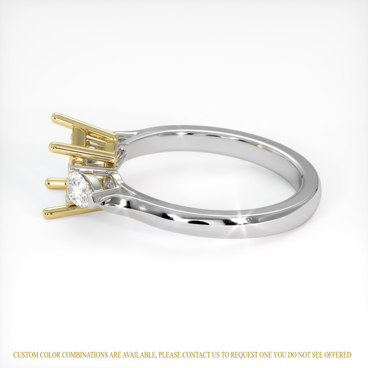 18K Yellow & White Three Stone Ring Setting