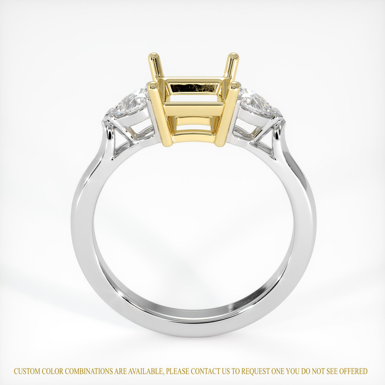 18K Yellow & White Three Stone Ring Setting