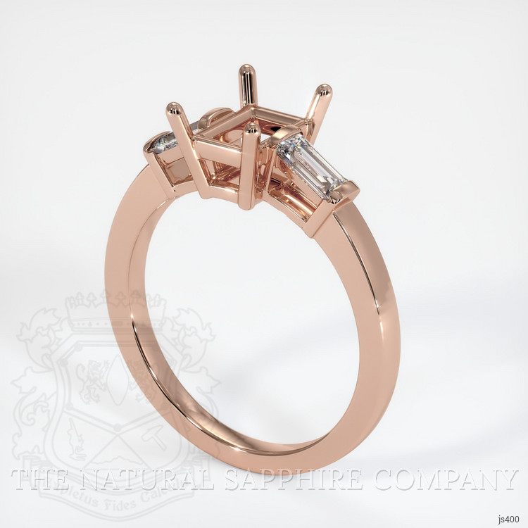 14K Rose Gold Three Stone Ring Setting