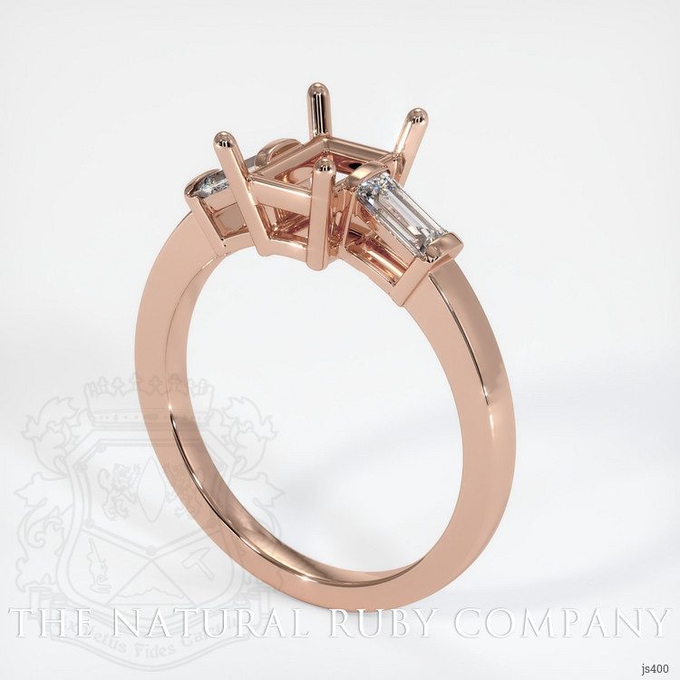 14K Rose Gold Three Stone Ring Setting
