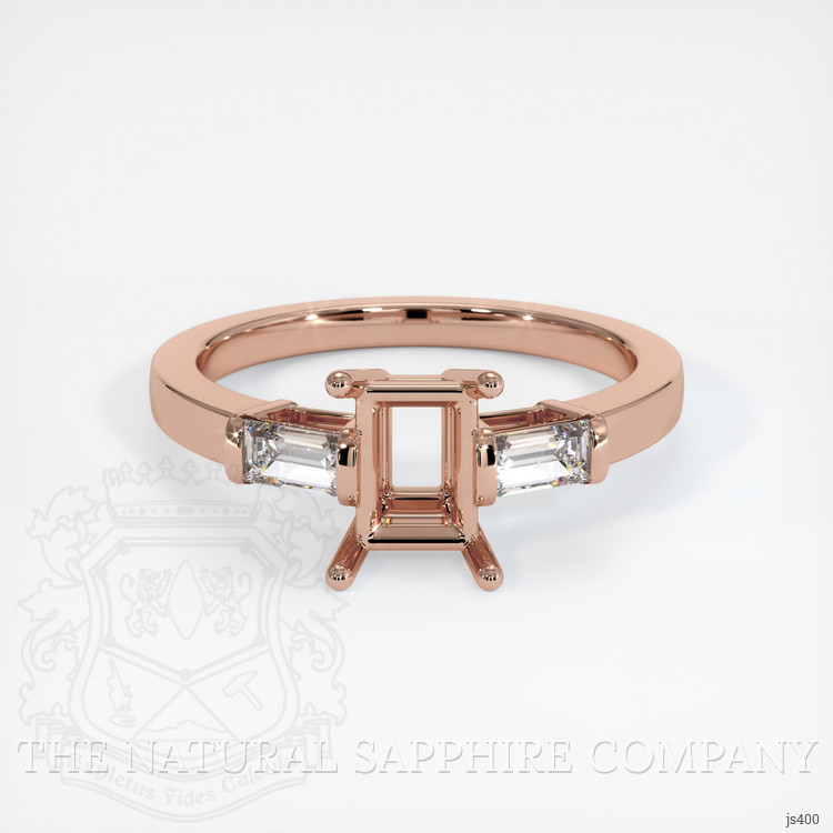 14K Rose Gold Three Stone Ring Setting
