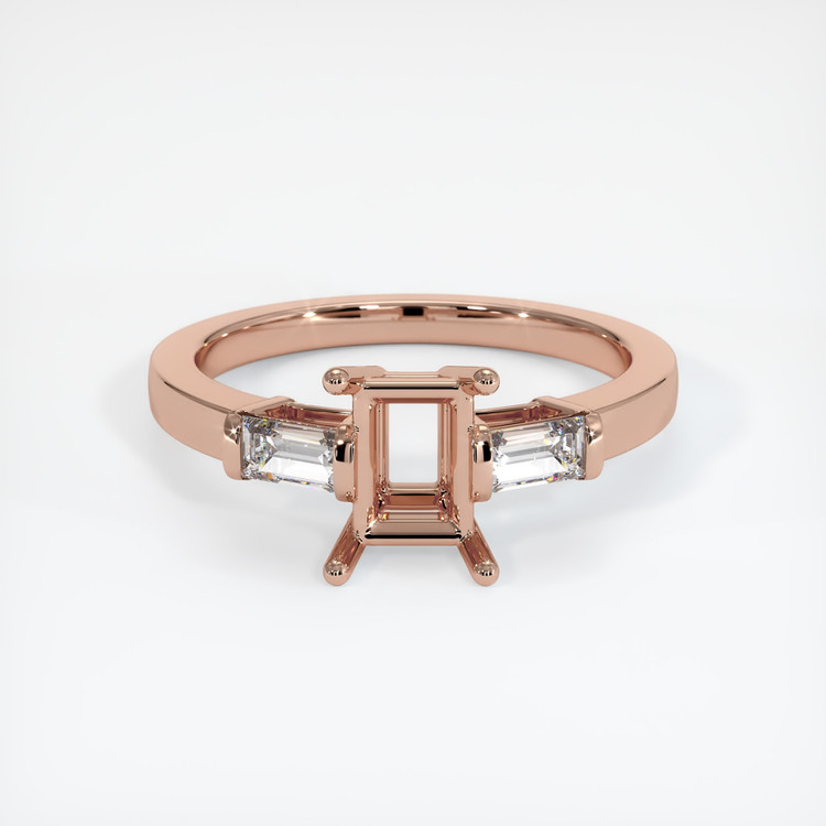 14K Rose Gold Three Stone Ring Setting