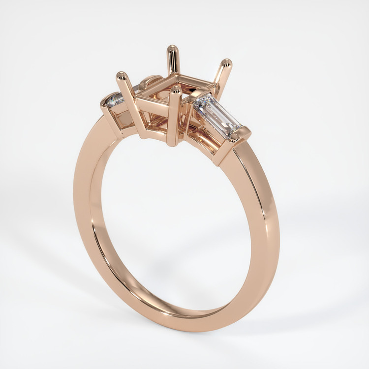 18K Rose Gold Three Stone Ring Setting