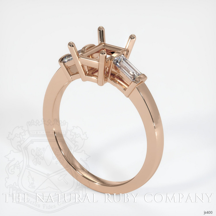 18K Rose Gold Three Stone Ring Setting