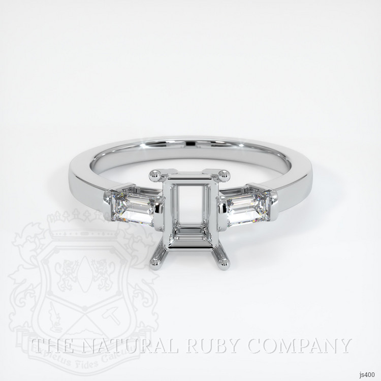 10K White Gold Three Stone Ring Setting