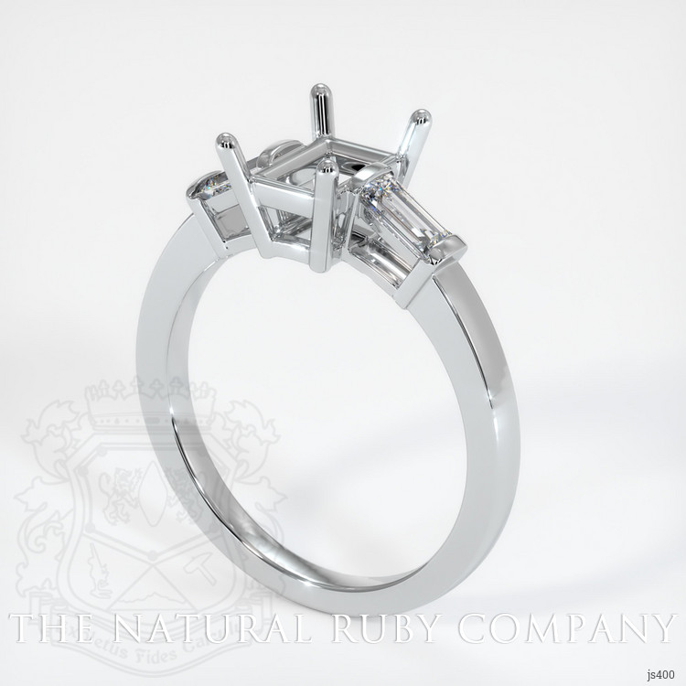 14K White Gold Three Stone Ring Setting