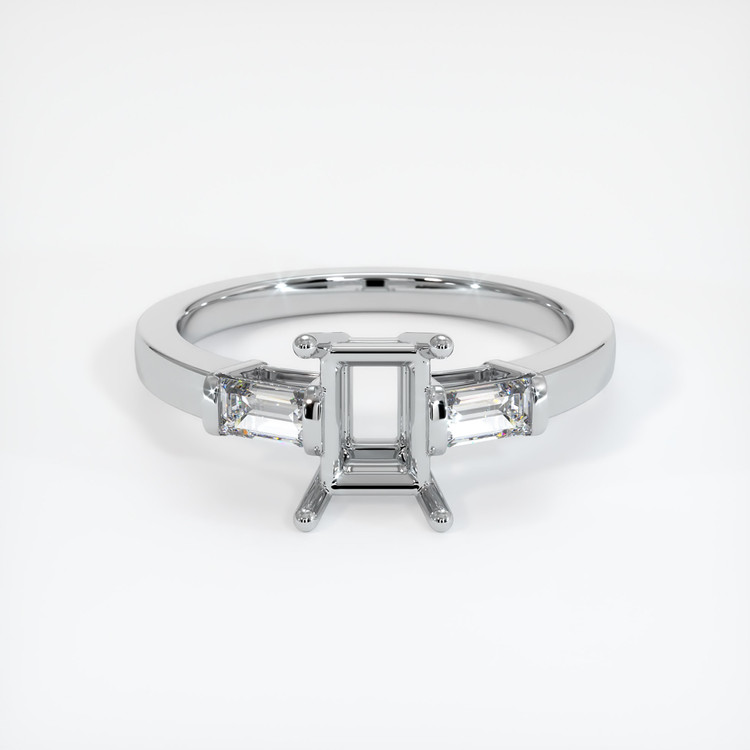 14K White Gold Three Stone Ring Setting