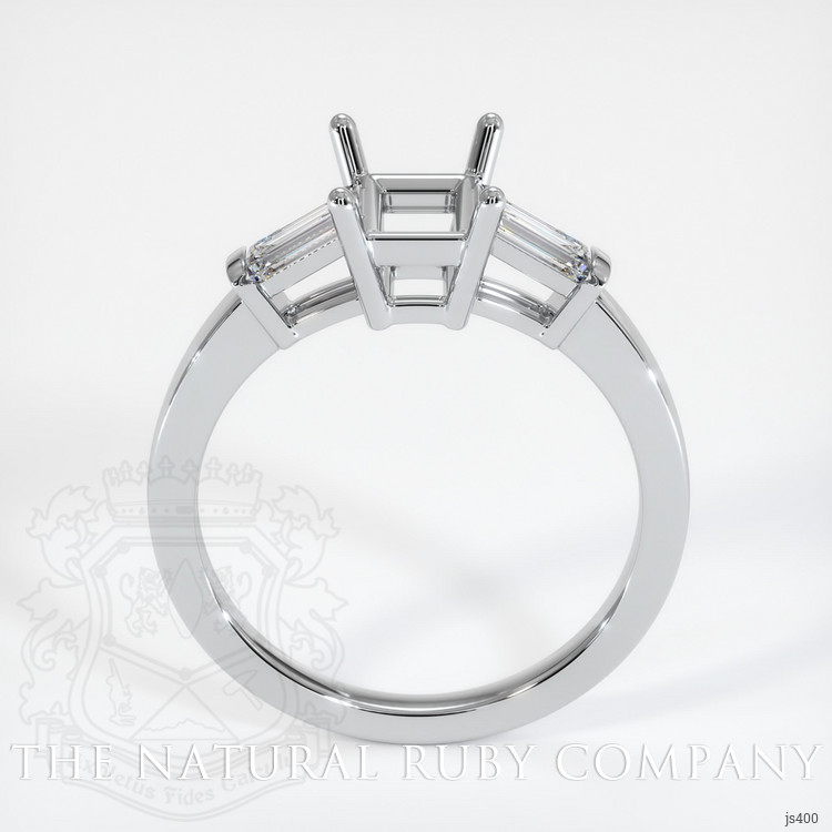 14K White Gold Three Stone Ring Setting