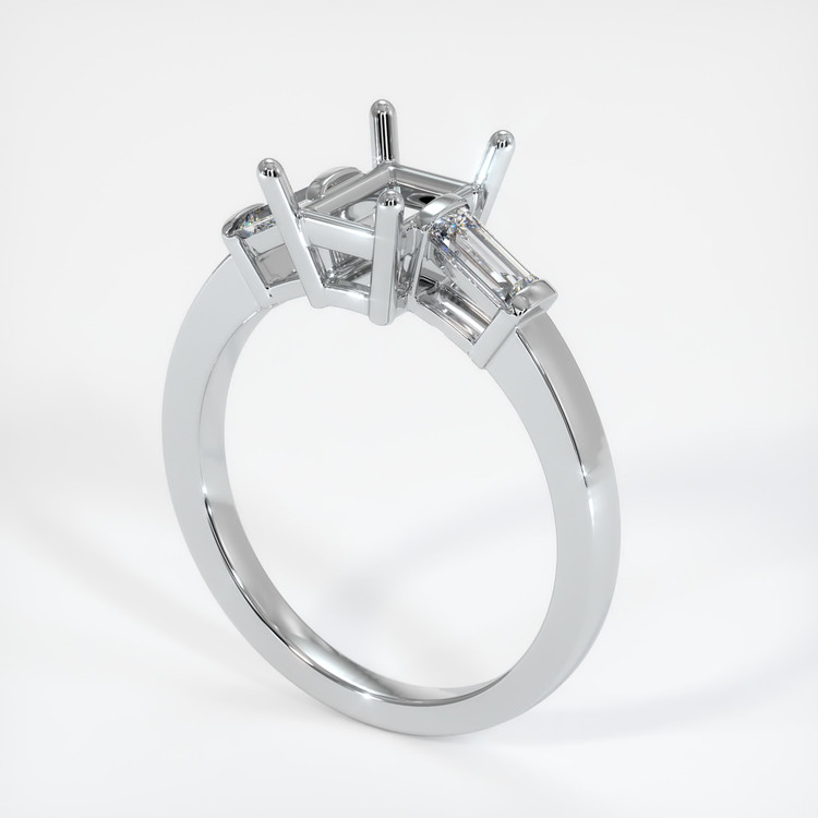 18K White Gold Three Stone Ring Setting