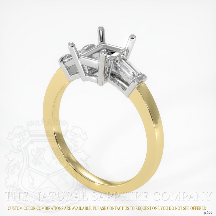 14K White & Yellow Three Stone Ring Setting