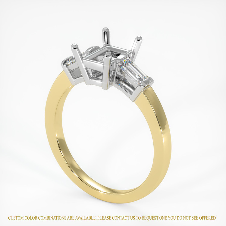 14K White & Yellow Three Stone Ring Setting