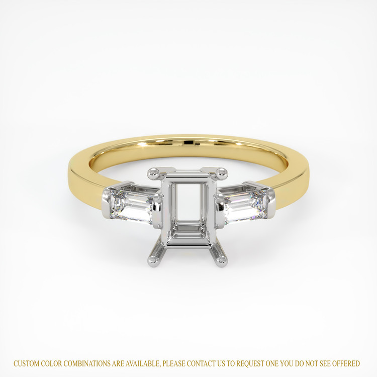 14K White & Yellow Three Stone Ring Setting