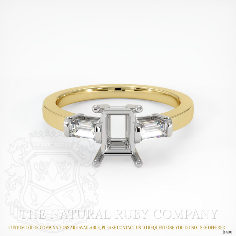 14K White & Yellow Three Stone Ring Setting