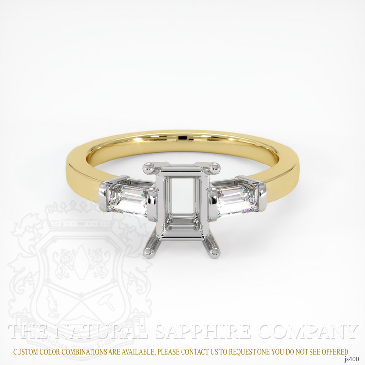 14K White & Yellow Three Stone Ring Setting