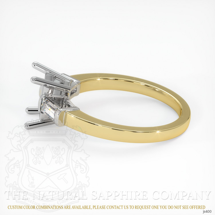 14K White & Yellow Three Stone Ring Setting