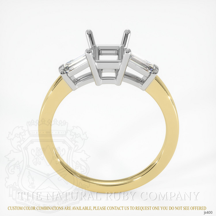 14K White & Yellow Three Stone Ring Setting
