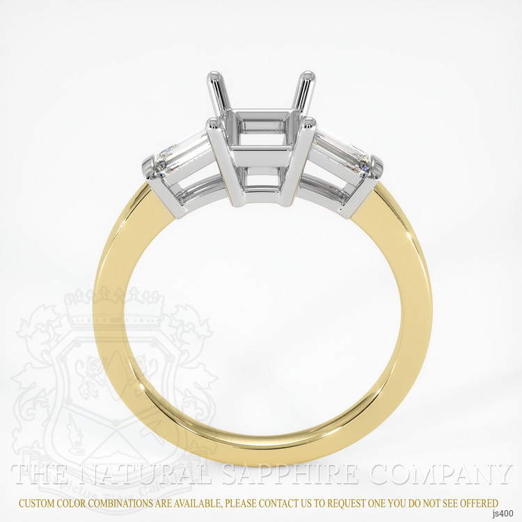 18K White & Yellow Three Stone Ring Setting